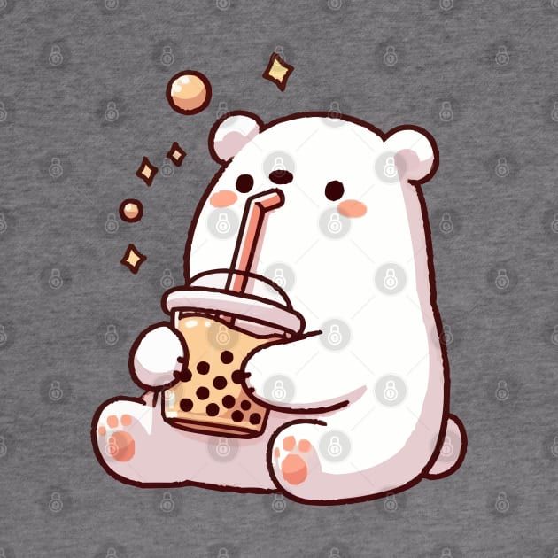 cute polar bear drink chocolate boba by fikriamrullah